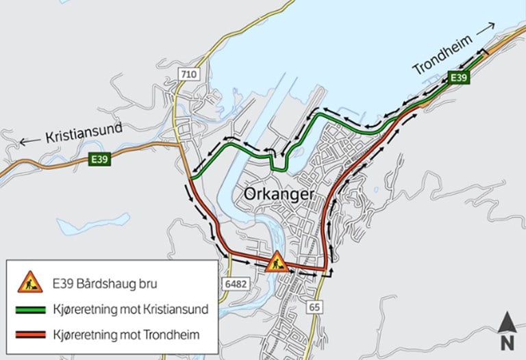 Kart som viser omkjøringen.