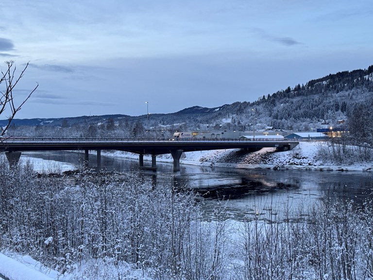 Bilde av brua sett fra siden.