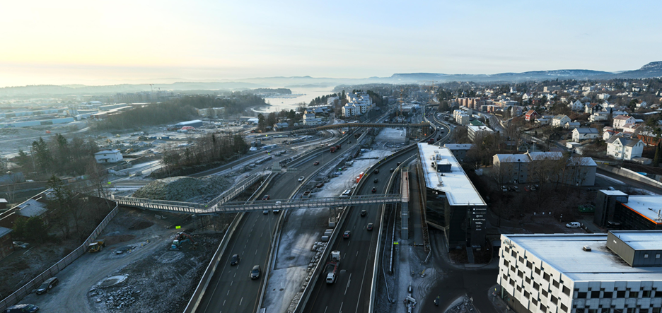 Anleggsområdet ved Stabekk/Oksenøyveien i desember 2024