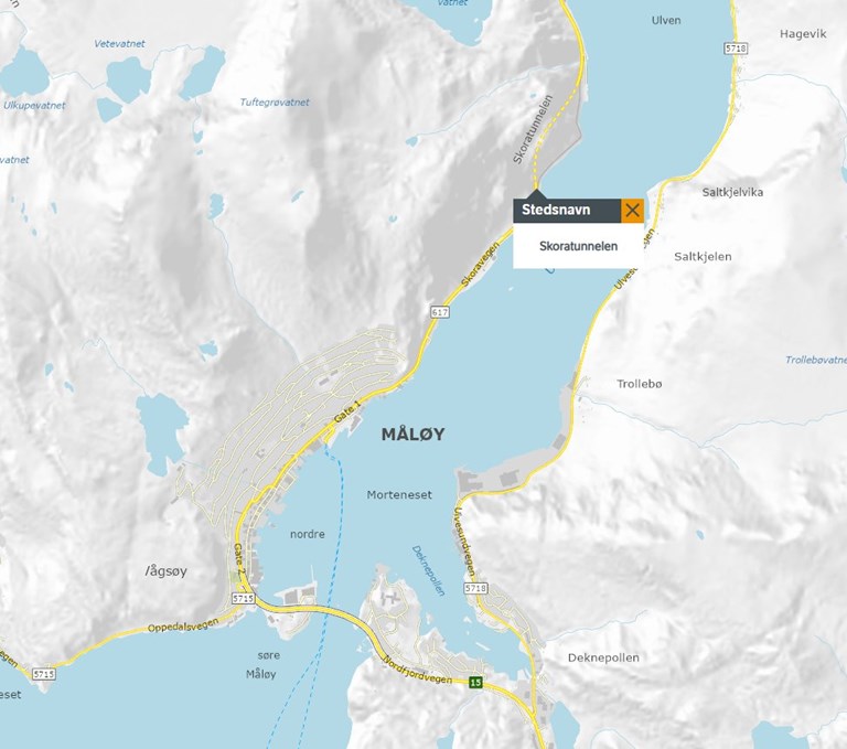 Skåratunnelen ligg nord for Måløy. Foto: Statens vegvesen