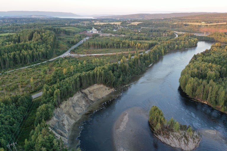 Dronefoto av området. Foto: Statens vegvesen.