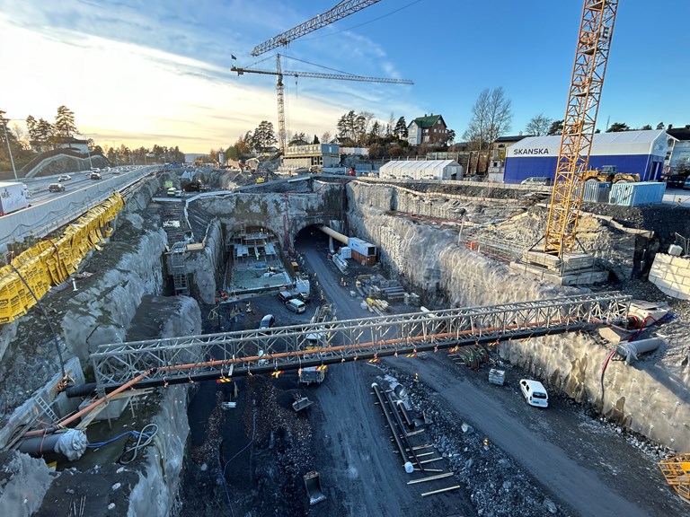 Tunnelpåhugg ved Strand, oktober 2024. 