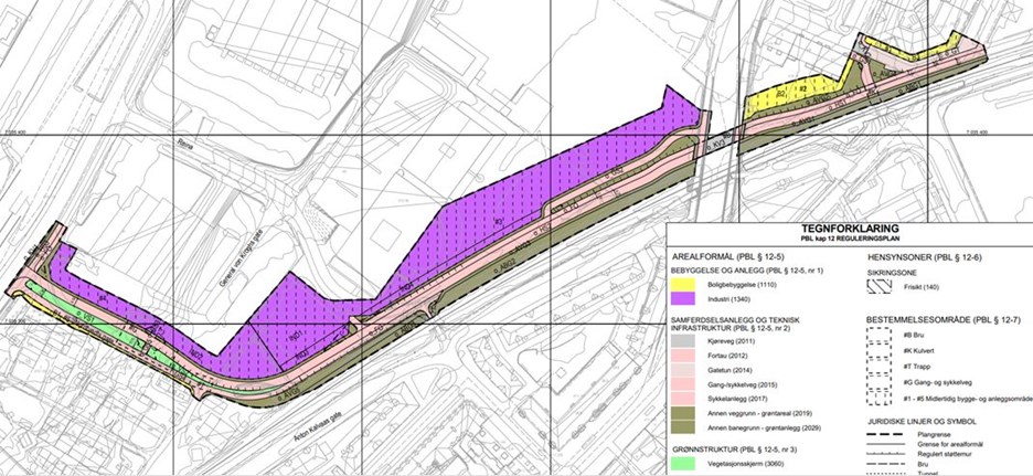 Plankart for delstrekningen Lilleby skole-Nordtvedts gate 