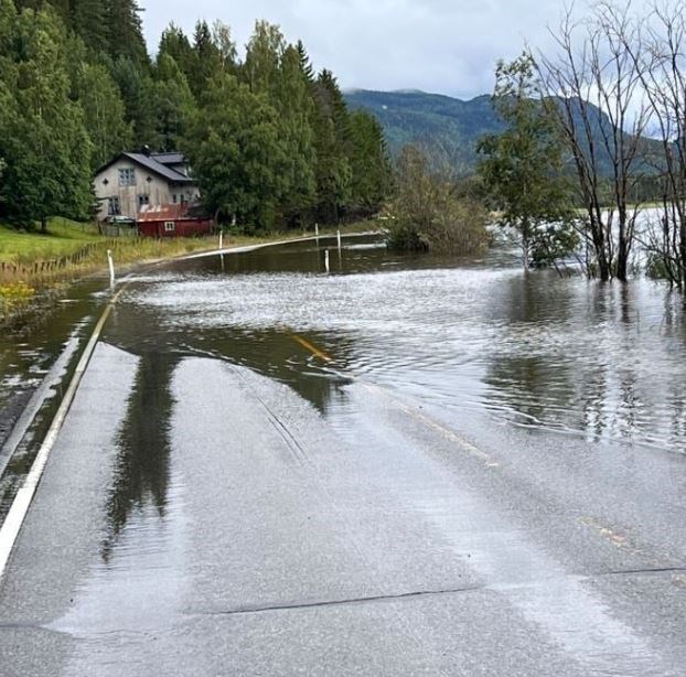 Foto av flomutsatt vei