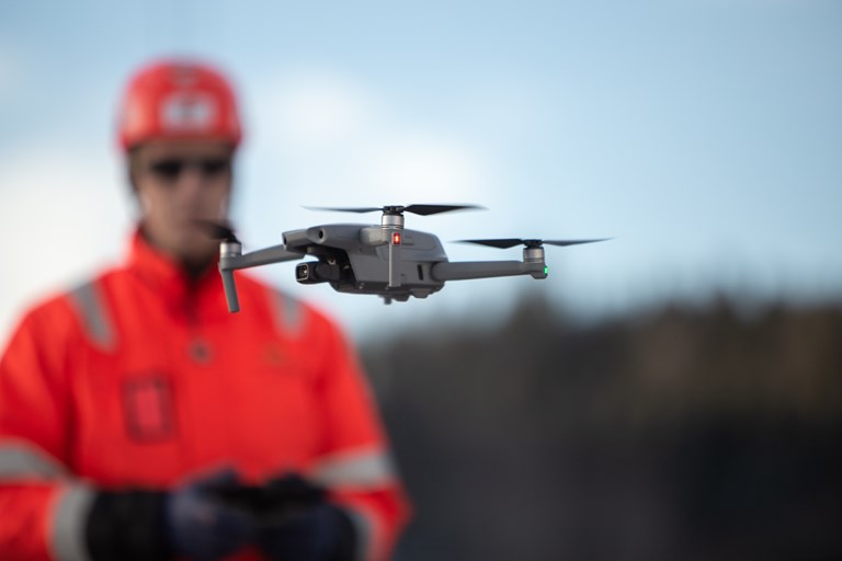 Bruk av drone ved veiutbygging