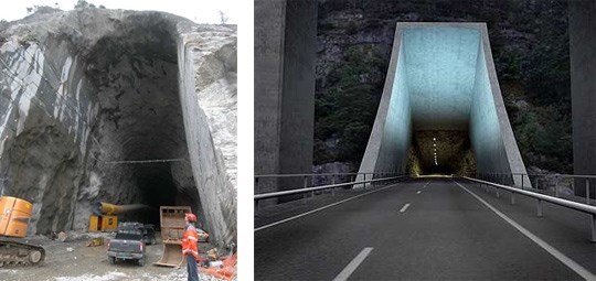 Tunnelmunning ved Hardangerbrua