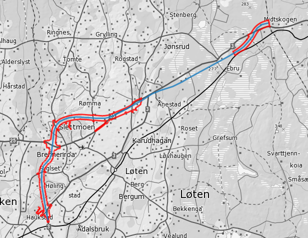 Rv. 3 /rv. 25 Løten–Elverum