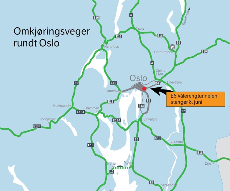 Omkjøringsveger rundt Oslo.